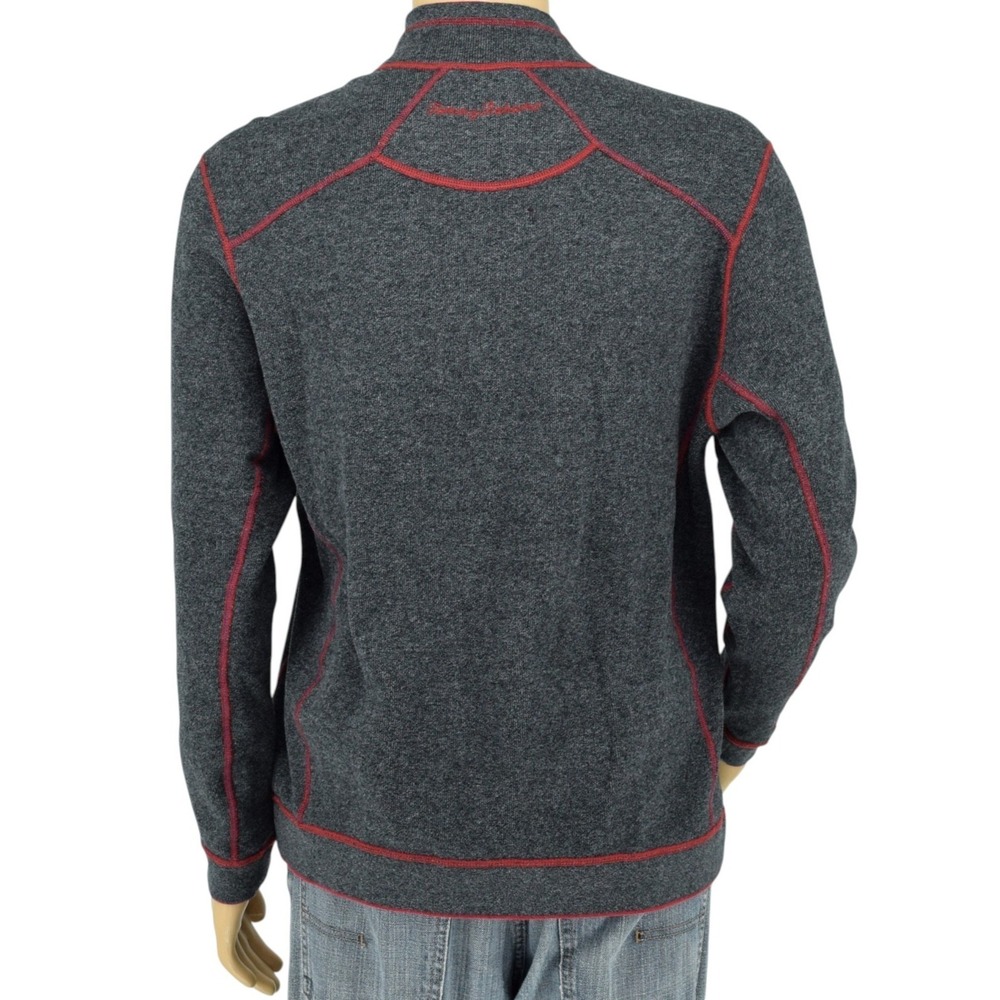 Tommy Bahama FLIPSIDE Reversible 1/4 Zip Sweater Men's L Burgundy Charcoal - Picture 7 of 15